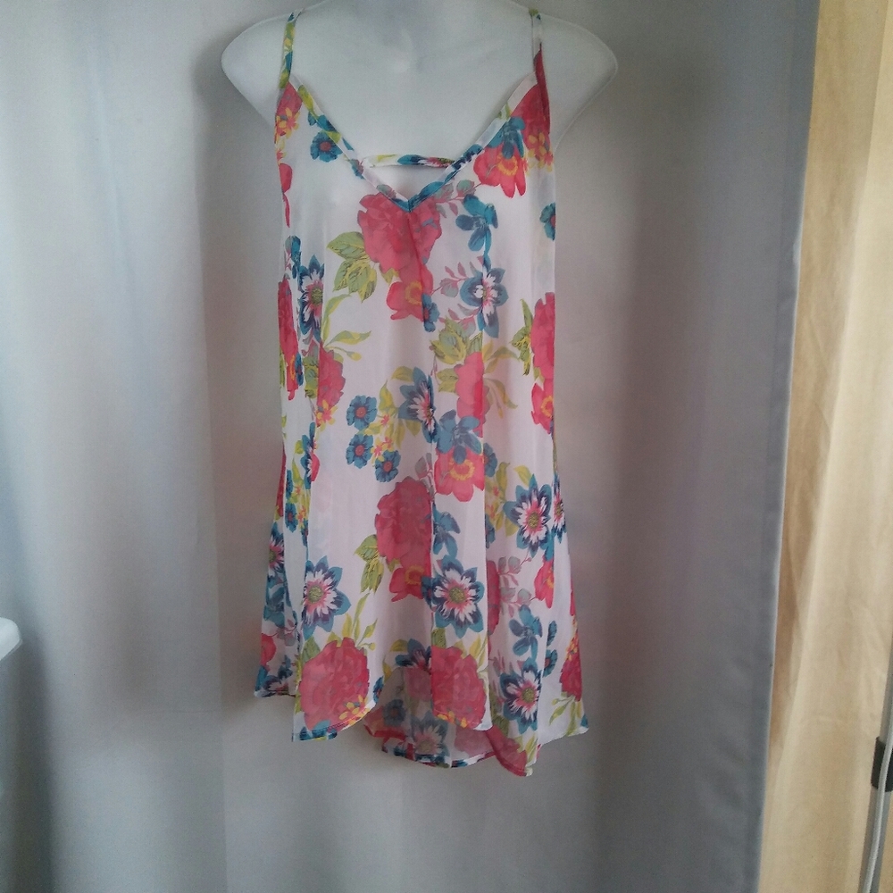Miken Swim Floral Semi-Sheer Cover-up, M